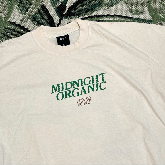 HUF X MIDNIGHT ORGANIC H T-SHIRT LARGE CREAM LARRY JUNE - Picture 4 of 8